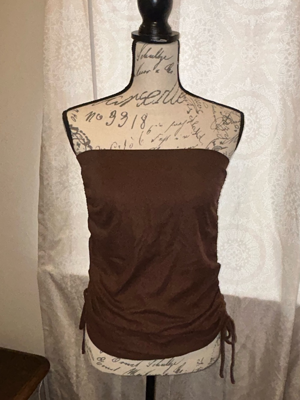 gaze Brown Strapless Ruched Tube Top